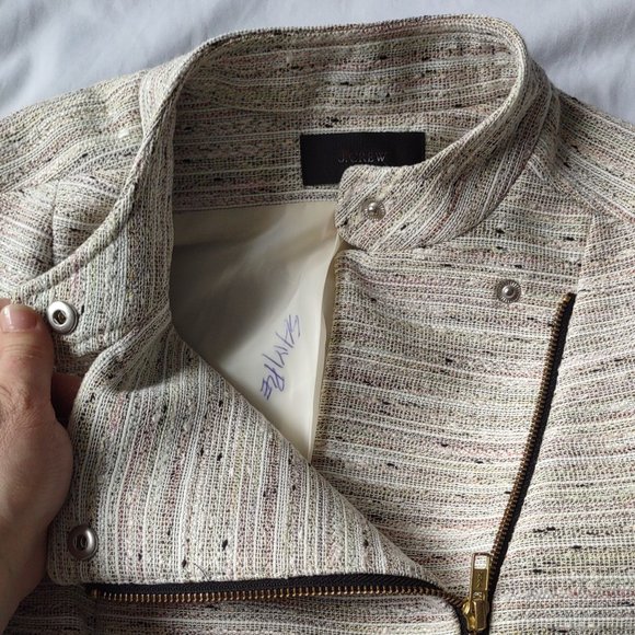 J. Crew Women's Bomber Blazer Champaigne and Gold Heathered - Picture 2 of 6